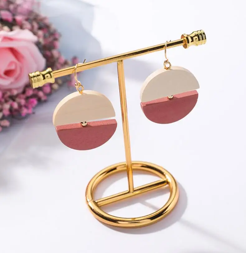 ED 0222 2018 новые модные женские сшитые короткие деревянные серьги DIY квадратная