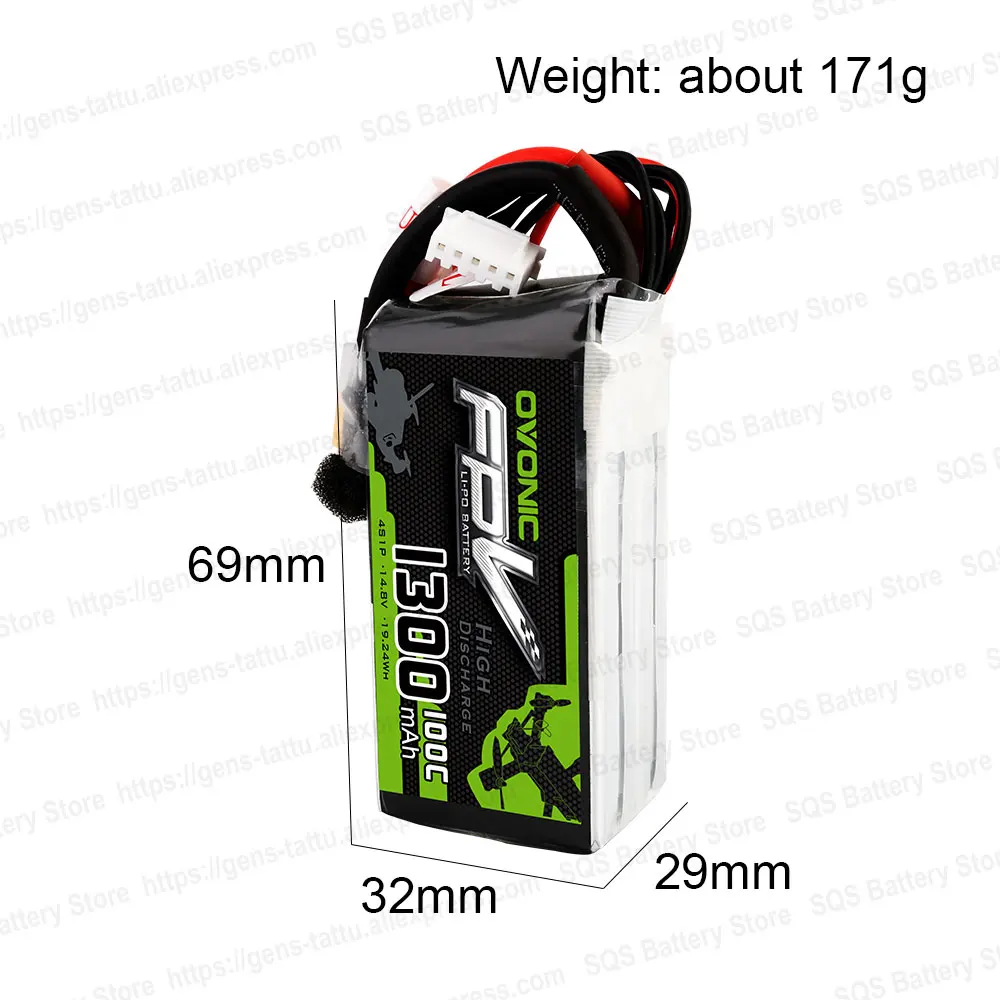2 упаковки ovoic 1300mAh 100C Max 200C Lipo 4S 14,8 V батарея с разъемом XT60 для 250 FPV рамки RC Дрон Heli Quad Boat