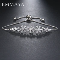 emmaya dropship cz micro pave zircon women gold plating copper flower charm link chains adjustable bracelets