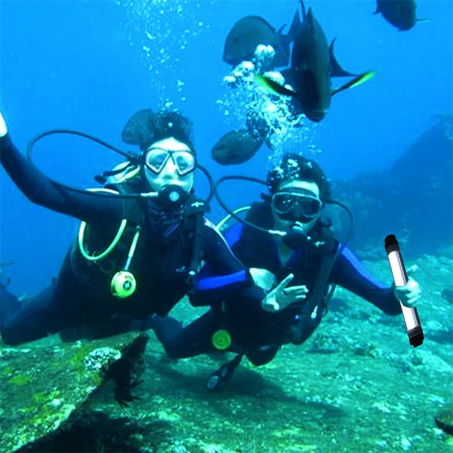 Перезаряжаемые светодио дный Портативный Фонари фонарик IP68 трубки Powerbank