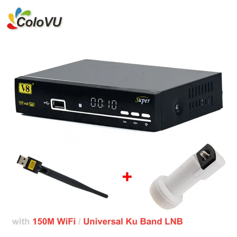 DVB S/S2 спутниковый ресивер freesat V8 супер + 150 м USB Wi Fi Универсальный ку диапазон одного