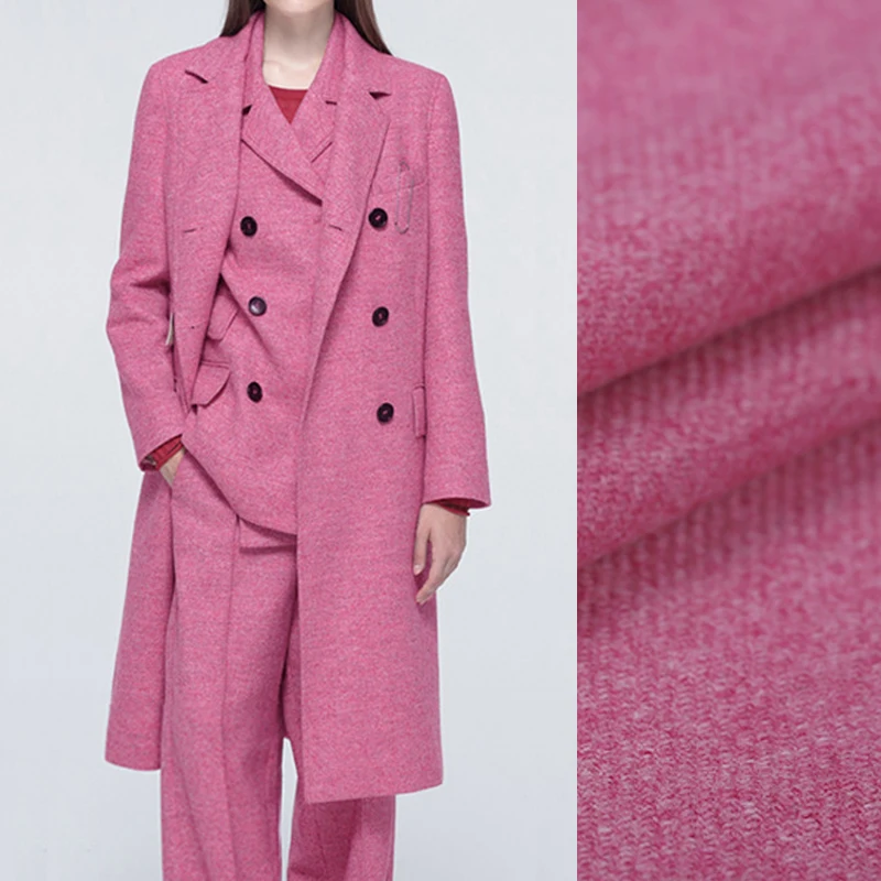 Тонкая милая розовая шерстяная ткань для весны и осени костюмное платье верхняя