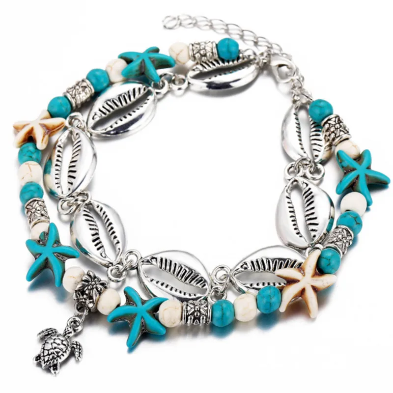 WWLB/женские сандалии в стиле ретро богемном Украшенные бусинами ракушками