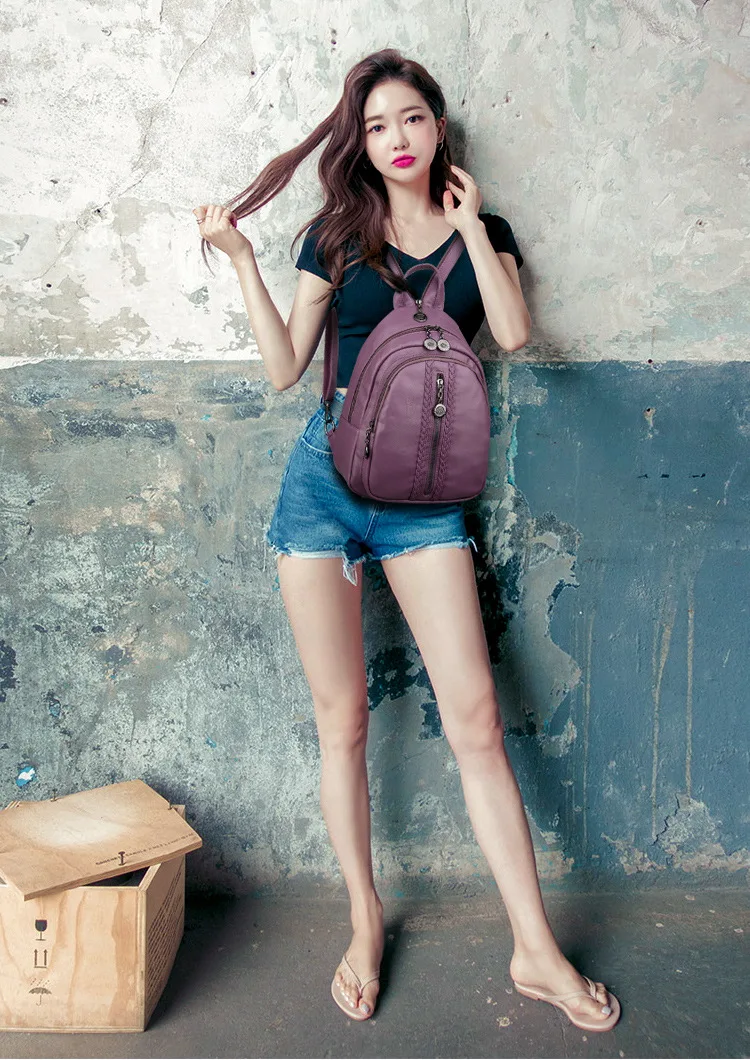 

Fashion Women Preppy Style Backpack School Bags For Teenagers Girl Designer High Quality Solid Pocket Backpacks Mochilas ZWH02