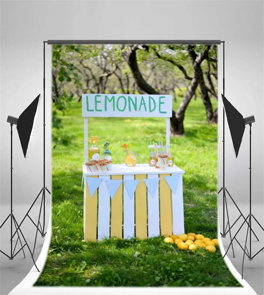 Photography Backdrop Lemonade Stand on Green Grass Spring Photo Background Party | Электроника