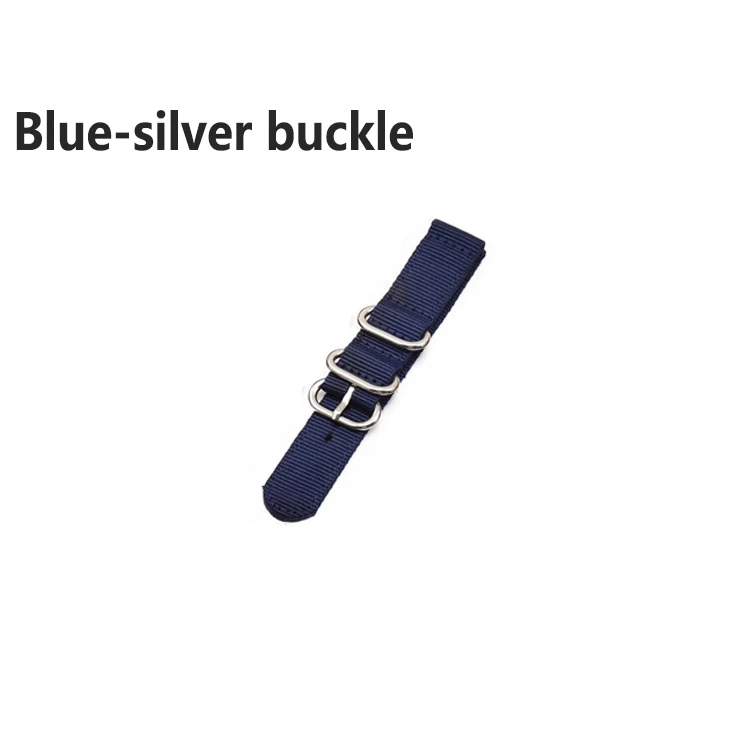 Blue-silver buckle Нейлоновый ремешок для часов 20 мм 22 мм 24 мм полосатый Радужный холст сменный ремешок для часов для samsung gear S2/S3 Galaxy 42 мм 46 мм - Цвет ремешка: Blue-silver buckle