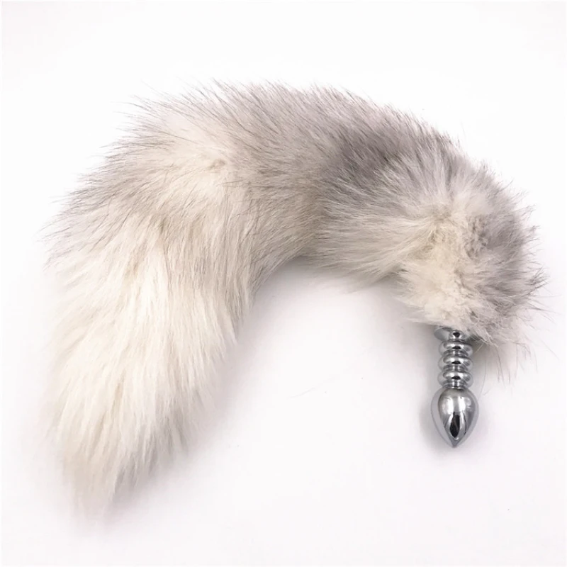 Анальная пробка с хвостом из нержавеющей стали 3 размера интимные изделия товары