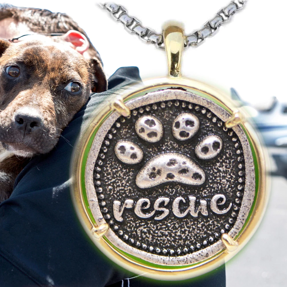 Paw Print Necklace Double Color Men Dog Lover Pendant Animal Pround Rescue Memorial Gift Copper Metal Pet PawPrint Jewelry A276 | Украшения