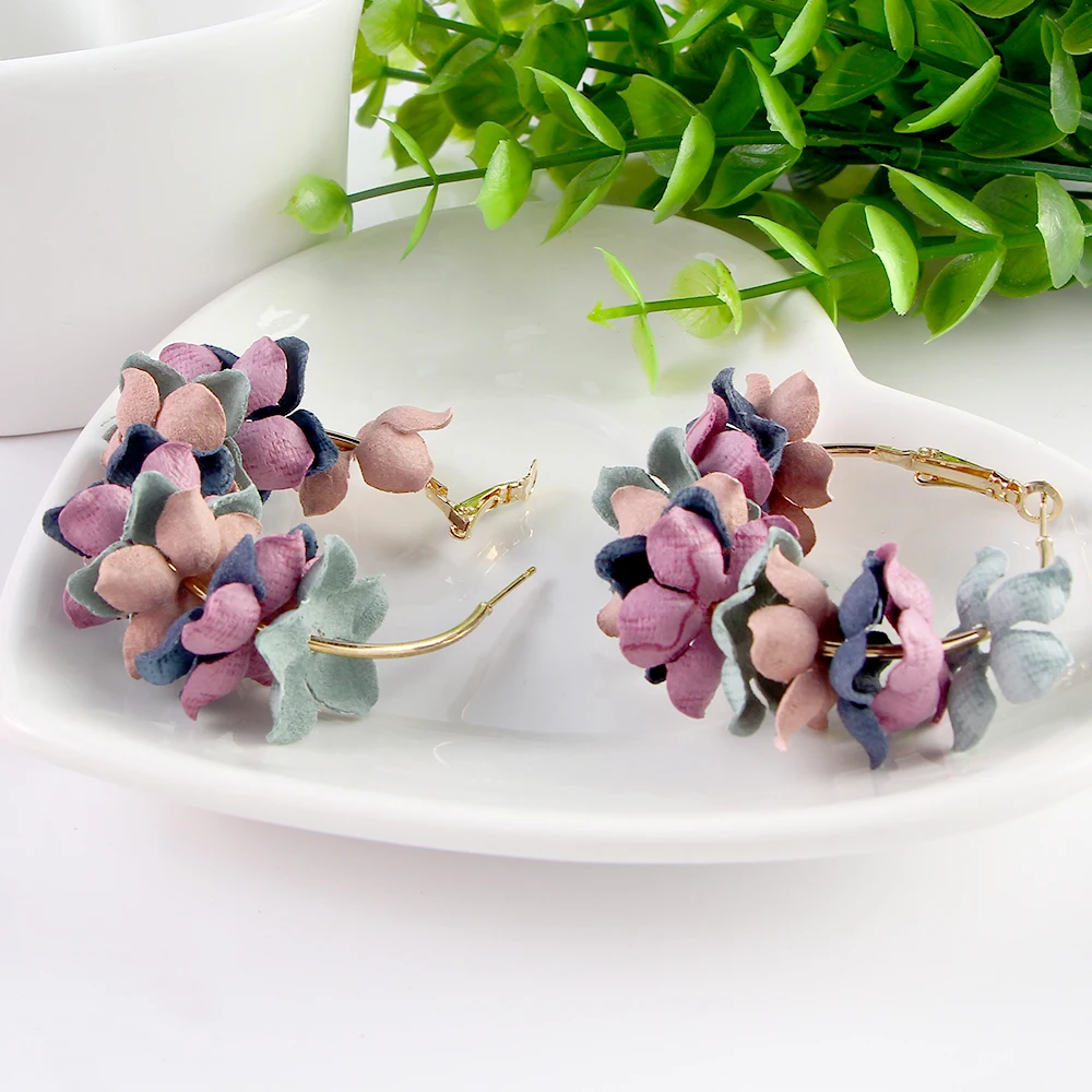 Женские серьги-капельки элегантные круглые серьги из ткани с цветами | Украшения