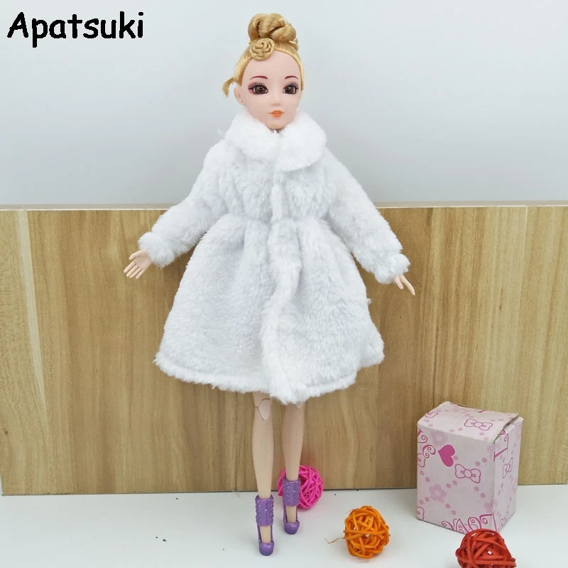 Белое зимнее пальто для кукол Барби наряды меховая кукла одежда Кукольное платье