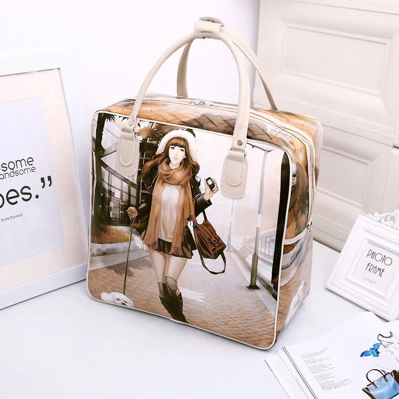 D Travel bag Новые Мультяшные женские дорожные сумки для отдыха, водонепроницаемая сумка для ручной клади, вместительная Женская дорожная сумка - Цвет: D Travel bag