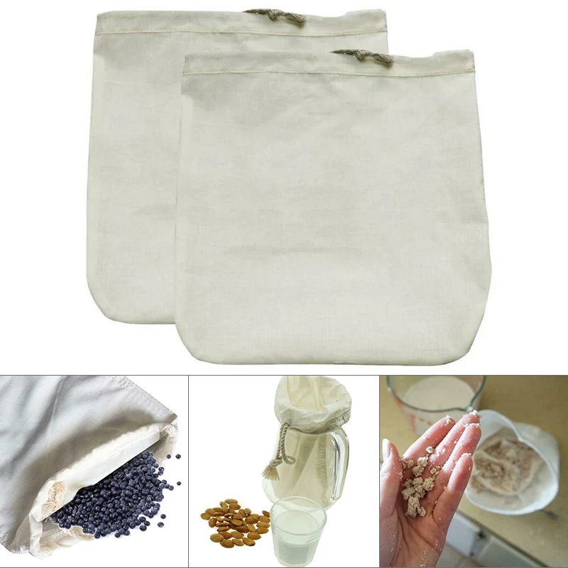 

Strainer Bag Food Milk Nut Cotton/Hemp Grade Reusable Filter 30x30cm Handmade Strainer Bags Dye-free Biodegradable Kitchen Tools