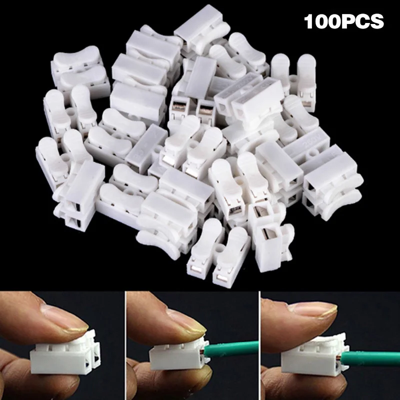 100 pcs 20/40/50/100 шт быстрый фиксатор соединения соединители проводов 2 шпильки CH2 Всемогущий электрическая кабельная муфта для 0,5-1,5 провода - Цвет: 100 pcs
