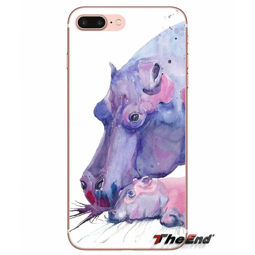 Хиппос мультфильм шаблон ТПУ силиконовый чехол для iPhone X 4 4S 5 5S 5C SE 6 6S 7 8 Plus Samsung Galaxy