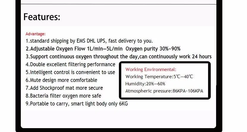 

home use medical portable concentrator generator with 1-5LPM adjustable oxygen Expedited SHIPPING