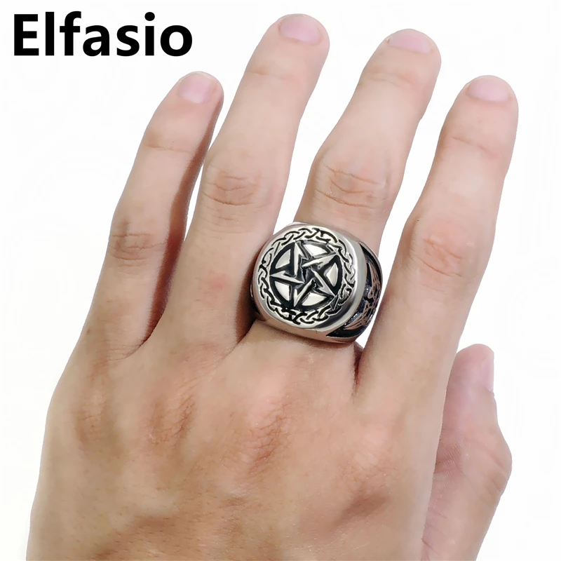 Мужская Волшебная пятиконечная звезда Wicca кольцо из нержавеющей стали 316L оптовая