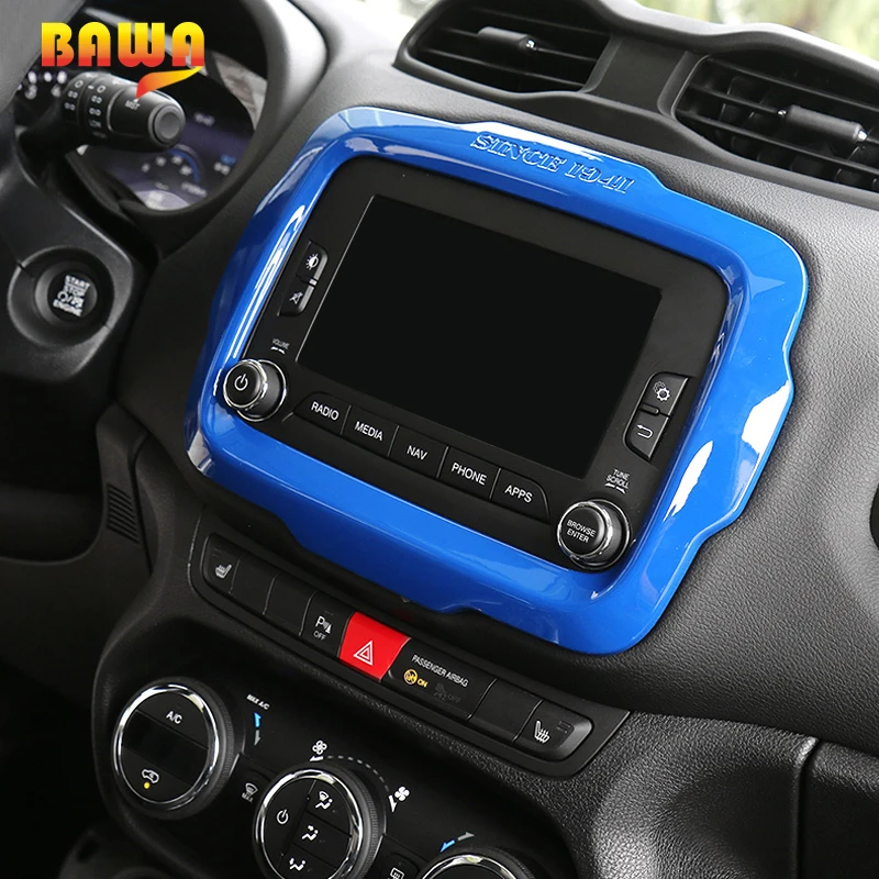 Внутренние молдинги BAWA для Jeep Renegade 2016 ABS украшение GPS-навигации аксессуары рамы 2017