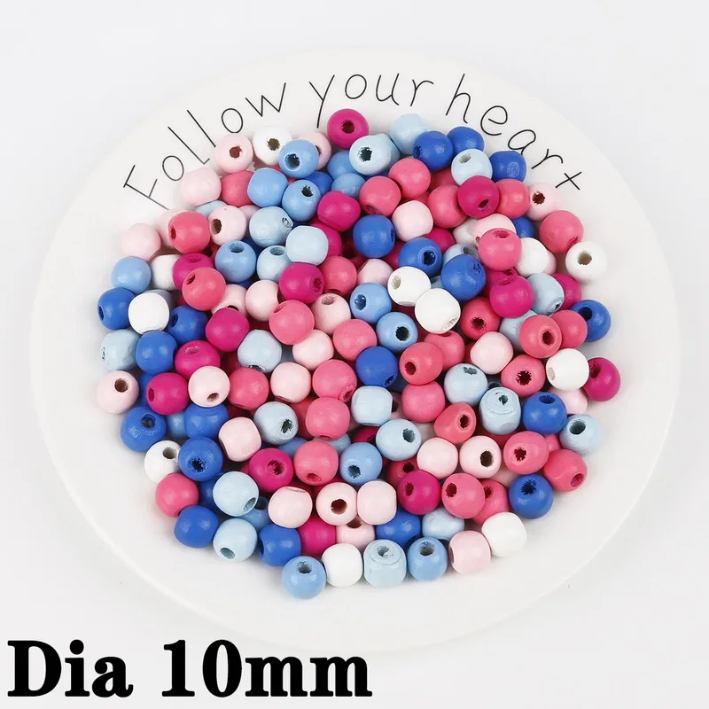 200pcs Hole 3mm 30 разные стили Размеры Природный Spacer деревянные бусы Красочные Сердце Звезда Корона цветок дерево из бисера для рукоделия детские игрушки бисер для одежды - Цвет: 200pcs Hole 3mm