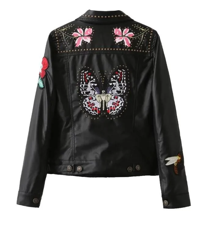 Модная кожаная куртка с заклепками из искусственной кожи новинка 2017