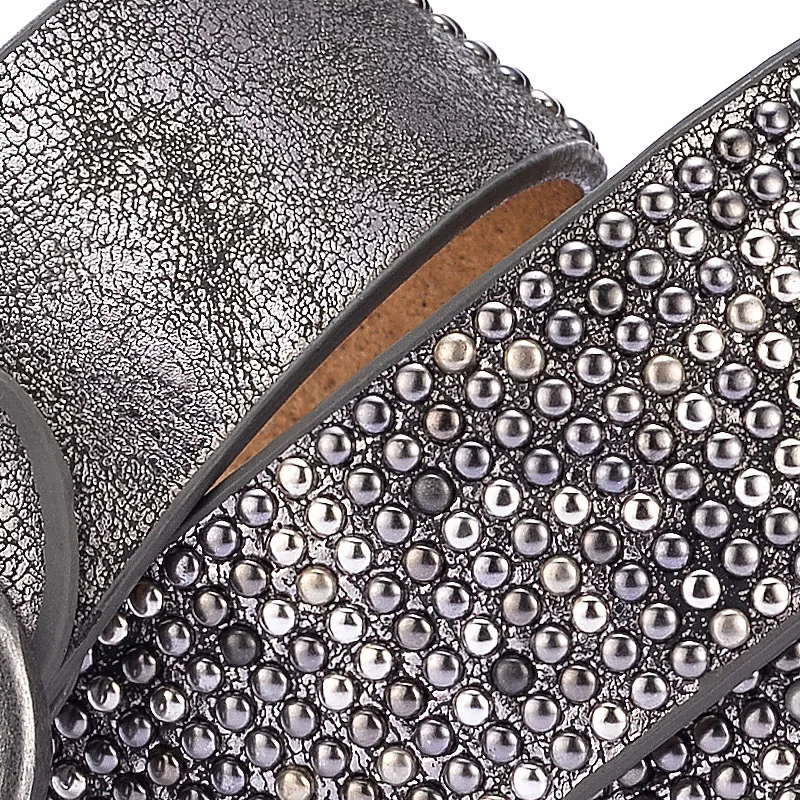 

FRALU Women's Belt New retro rivets decorative lady belt wild fashion belt cool European and American style wide belt