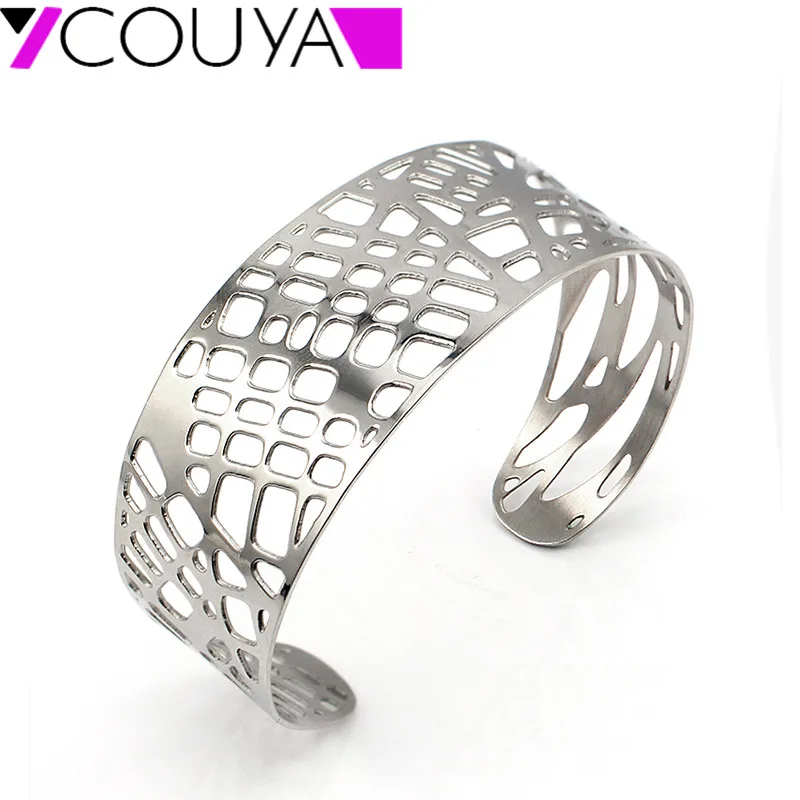 New Design Stainless Steel Trendy Plant Leaf Bangles Bracelets circlets Silver Gourmettes for Women wholesale jewelry|bangle wood|bracelet
