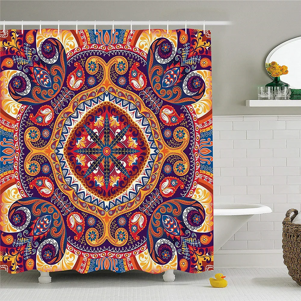 Пейсли декора душ Шторы арабский Ornamental Rug картина вдохновила Дизайн с цветами и