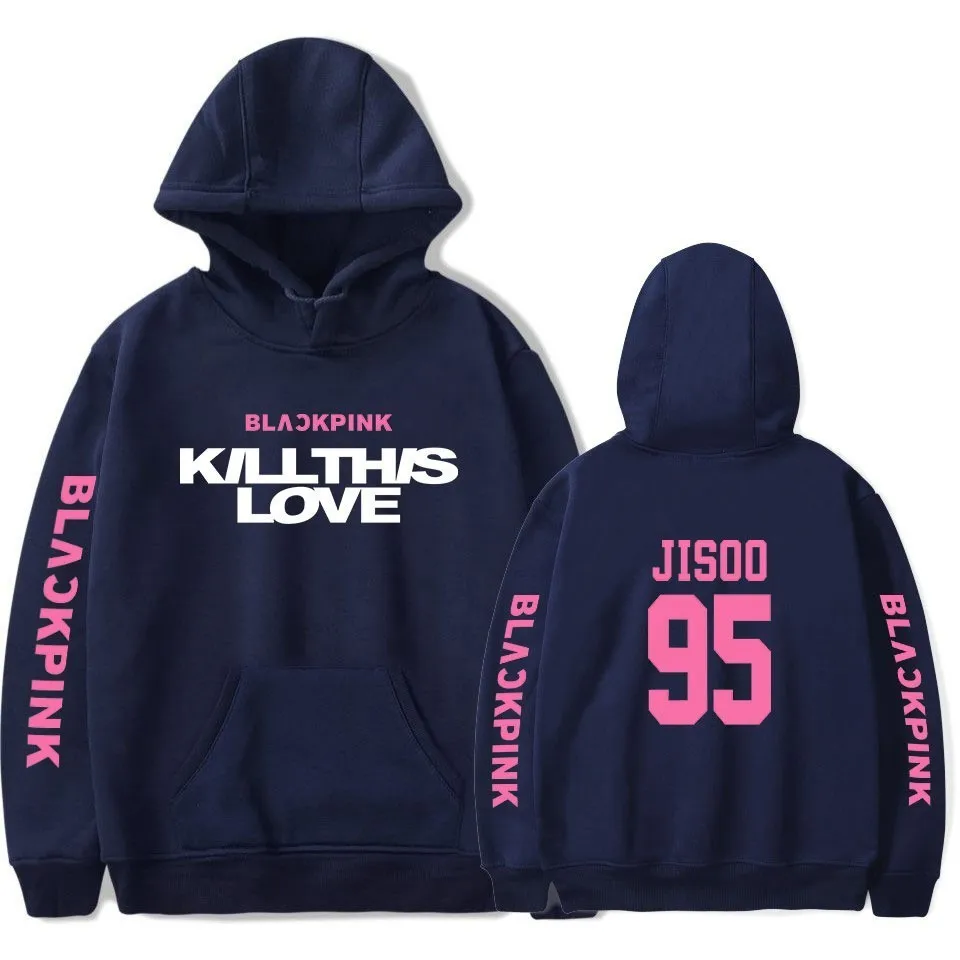 95 Jisoo BLue Kpop Kill This Love Blackpink толстовка с альбомом Роза Лиза хип хоп розовая толстовка с капюшоном для мужчин и женщин толстовки свитера большого размера больше - Цвет: 95 Jisoo BLue