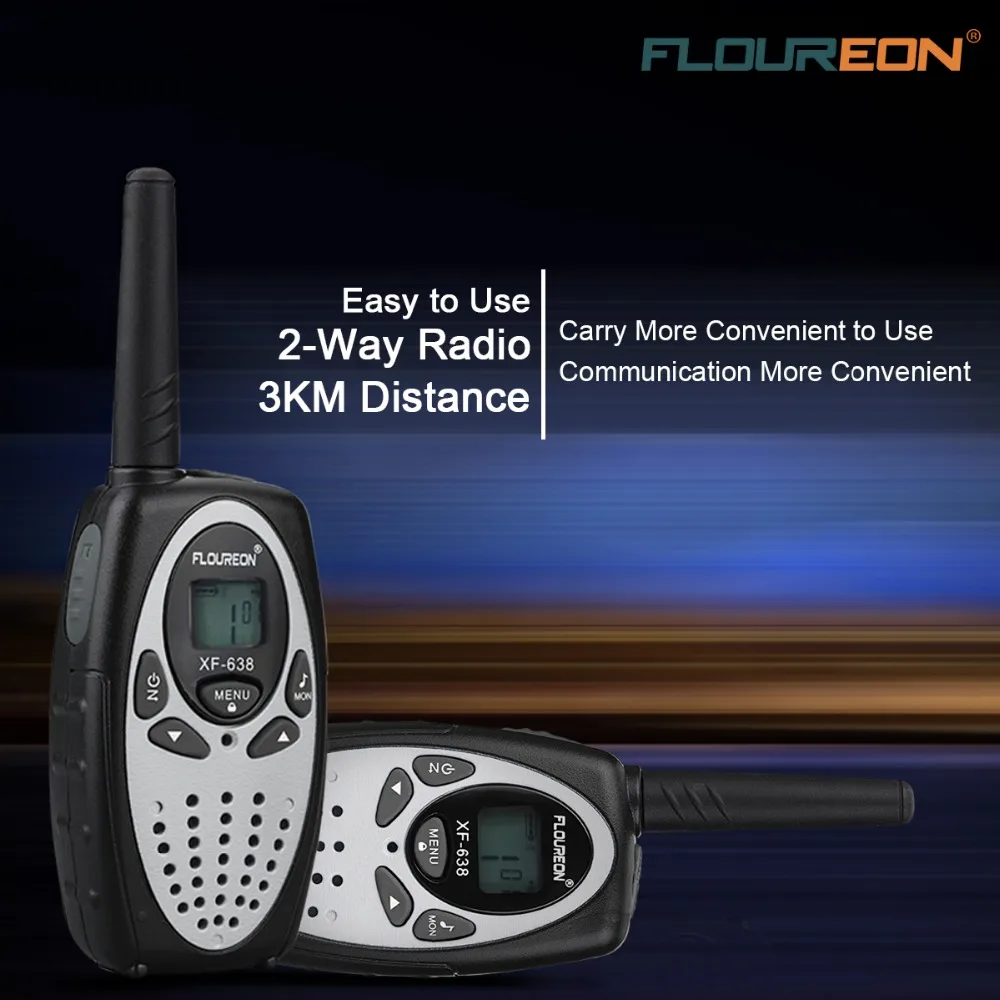 FLOUREON 8-канальный сетевой видеорегистратор иди и болтай Walkie Talkie S UHF400-470MHz двусторонней радиосвязи 3 км переговорные Silver EU/UK