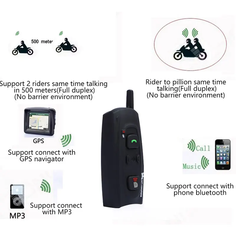 EJEAS Bluetooth домофон мотоциклетный шлем V2 500 м портативная рация 2 BT Walkie Talkie для