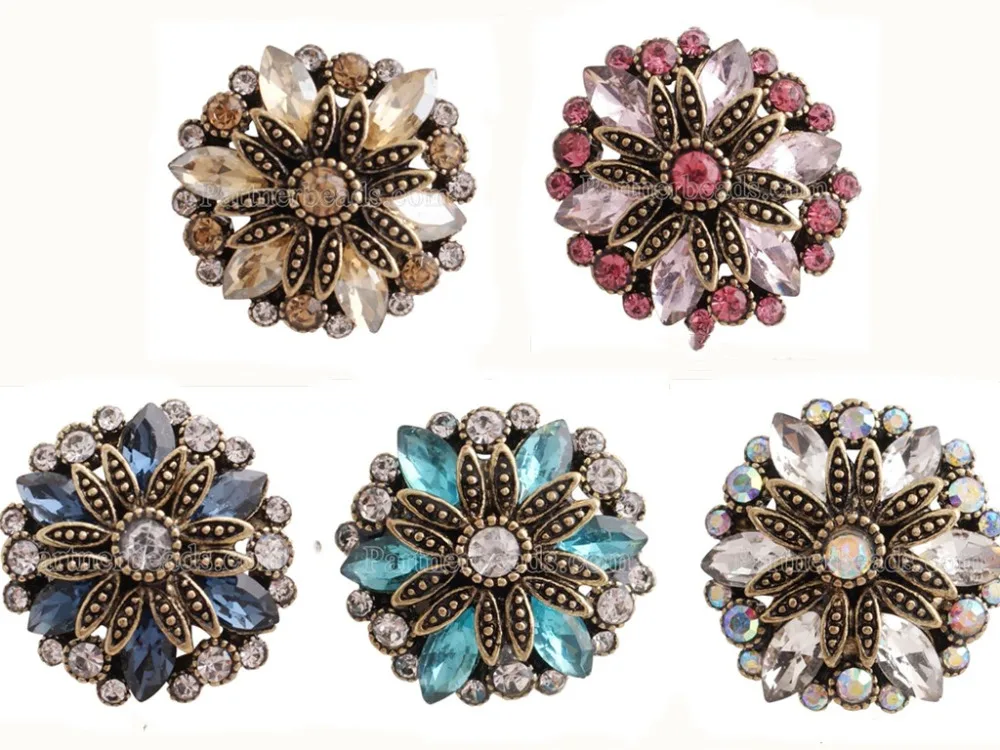 5 цветов высокое качество очаровательные стразы стиль сплав 18 мм кнопки браслет