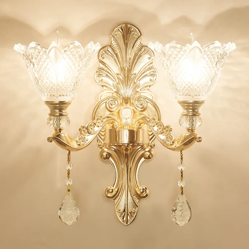 

European Crystal Wall Lamp Living Room Bedroom Bed Double Wall Lamp LED Wall Lamps Crystal Wall Lights
