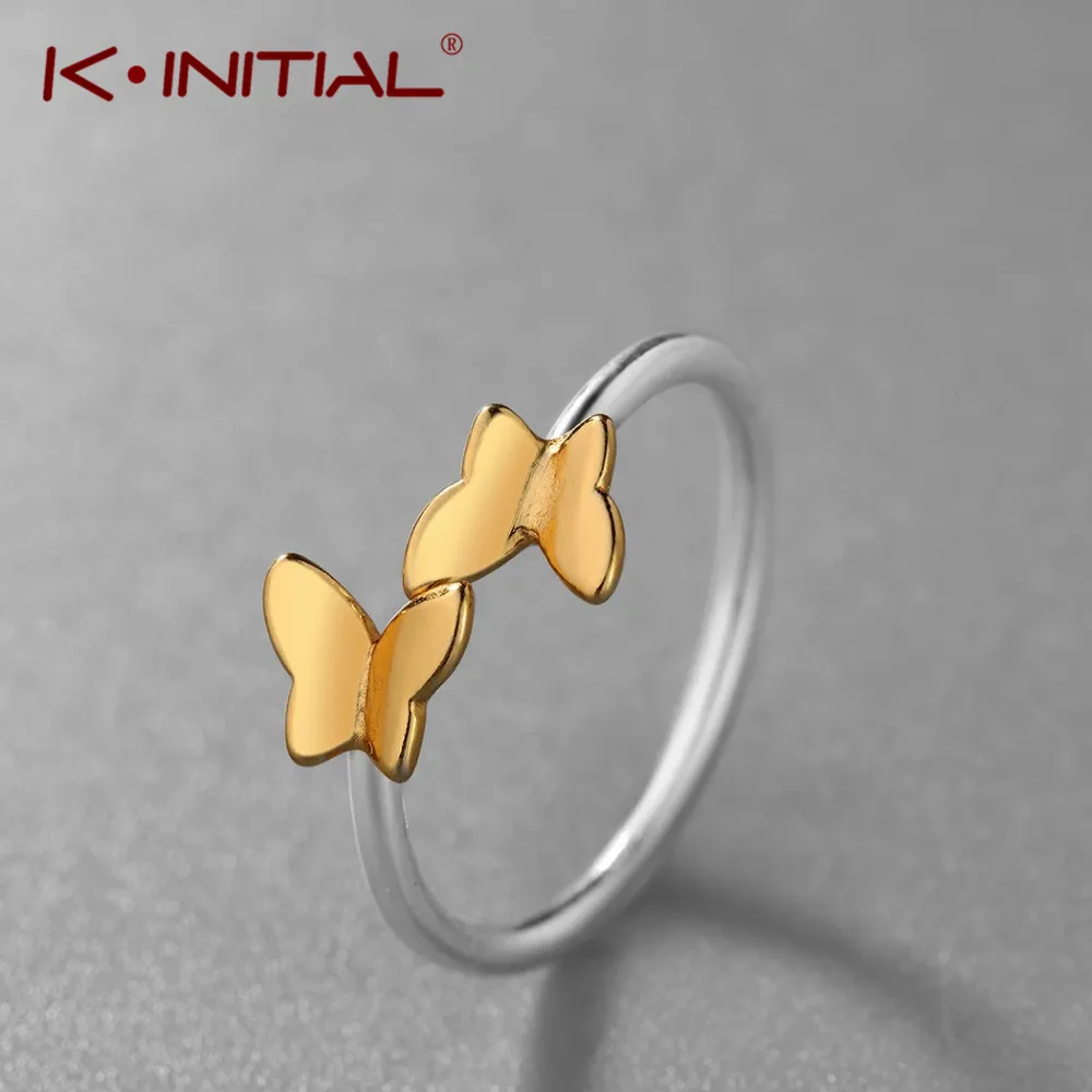 Kinitial Новые Регулируемые кольца с золотыми бабочками для женщин и детей модное