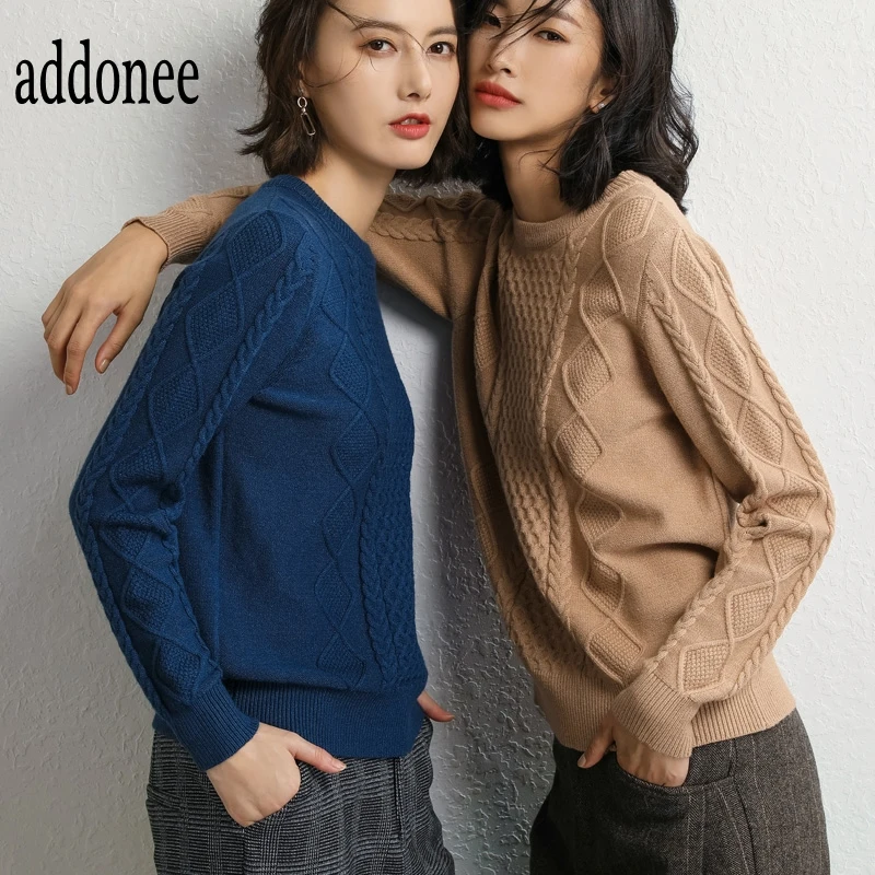 Женский кашемировый шерстяной свитер теплый однотонный пуловер большого