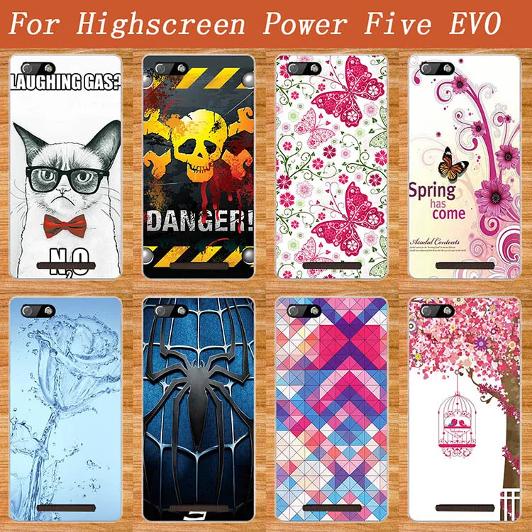 Чехол высокого качества из мягкого ТПУ с 8 узорами для телефона Highscreen Power Five EVO
