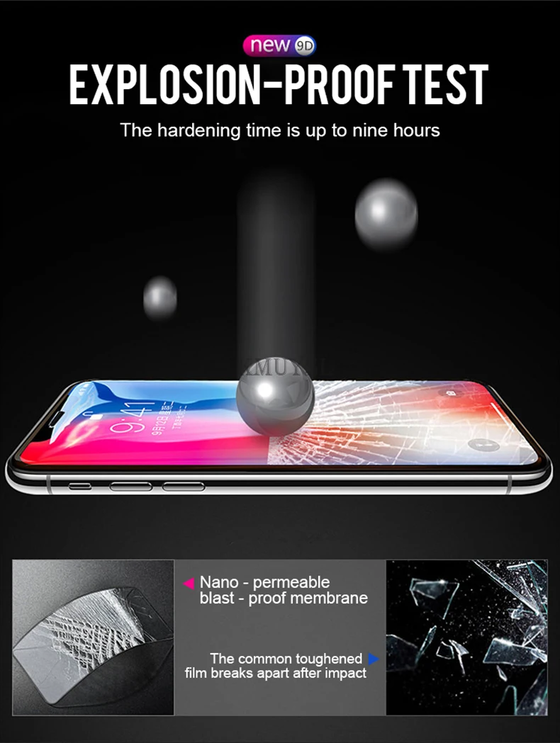 Защитное стекло для iPhone 7 8 Plus X XS Max XR закаленное защитное стекло для экрана 9D изогнутое стекло для iPhone XS 6 S Plus