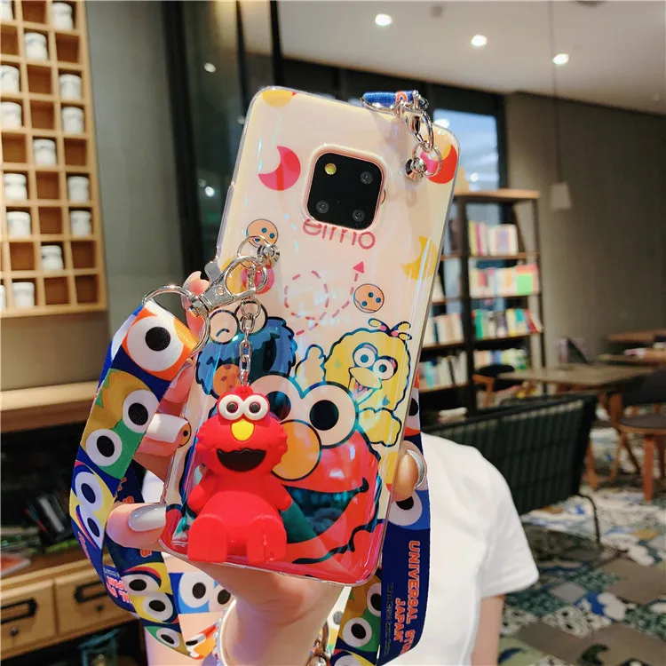 as picture 3 шт. чехол для huawei p30 P20 Улица Сезам, мягкий чехол для телефона с изображением милого печенья Элмо для huawei mate20 30 pro nova4+ подставка для игрушек+ ремешок - Цвет: as picture
