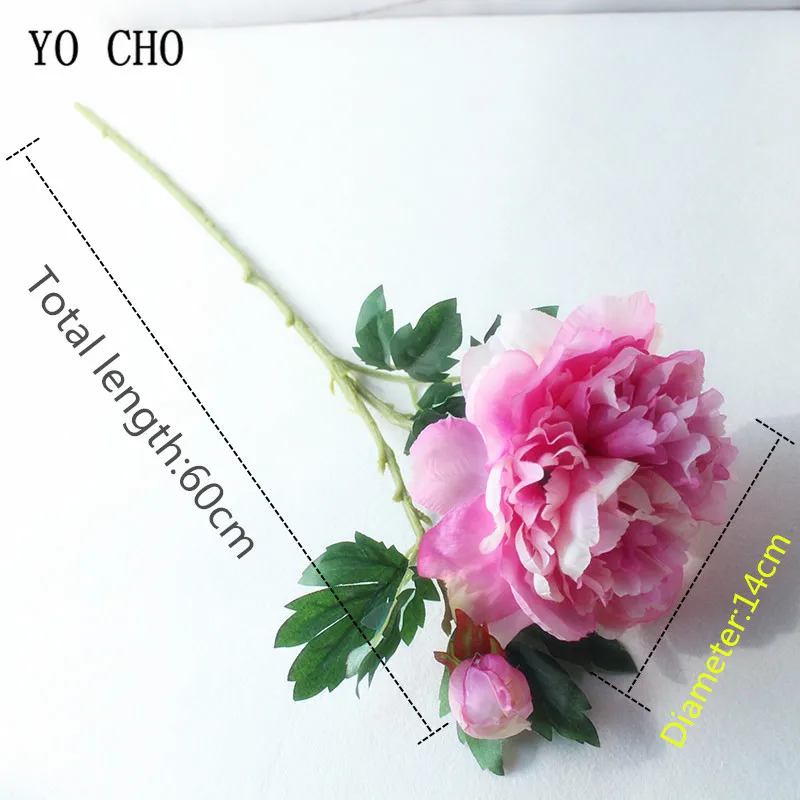 yo cho 2 heads big peonies artificial flowers silk peonies bouquet fake flowers home decor white pink wedding party decoration free global shipping