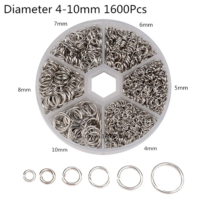 4-10mm silver 1600pc 1080/1600/3000 шт. на возраст от 4 до 10 лет мм Разделение с кольцом, металлические пряжки для одежды аксессуары DIY ювелирных изделий Изготовление разъем соединительные кольца петли - Цвет: 4-10mm silver 1600pc