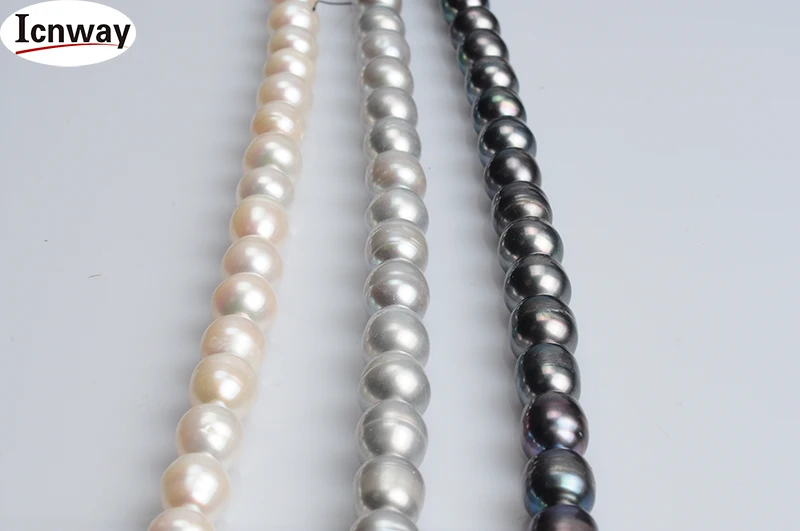 

Natural Freshwater Pearl white gray black 10-11mm rice 15inches DIY necklace bracelet earring FreeShipping Wholesale