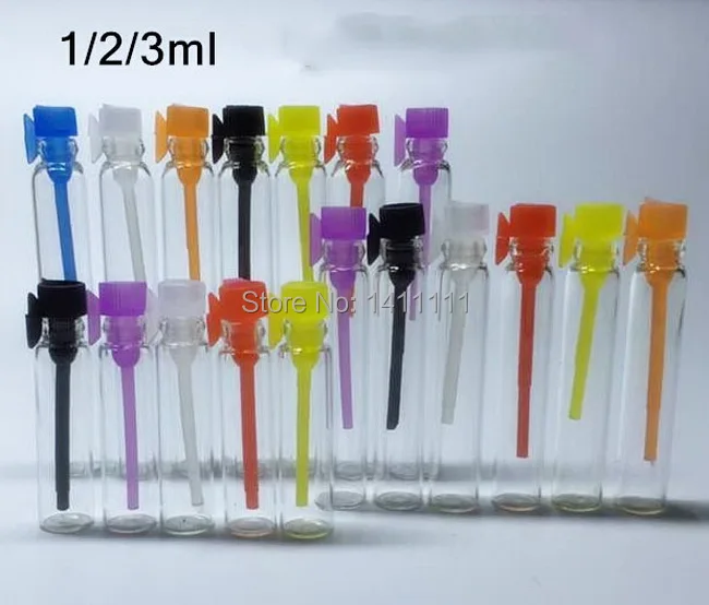 Free shipping 100pcs 1ML mini glass perfume vial Liquid sample tester bottle Tube Colorful cap | Красота и здоровье