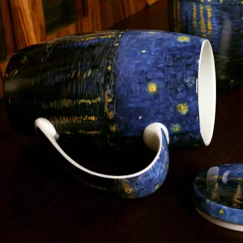 Креативные кружки с ручной росписью Ван Гога 700 мл ретро для чая из костяного