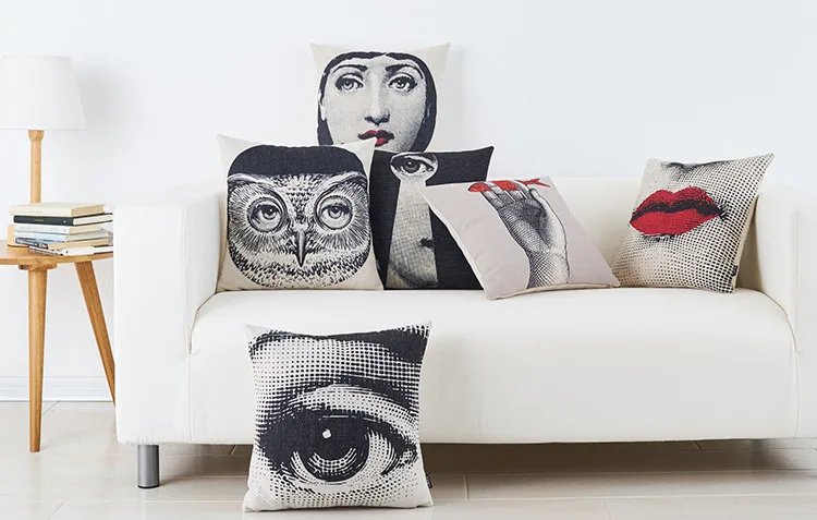 Винтажный стиль rosenthal Piero fornasetti чехол для подушки с рисунками лица красные губы глаза чехол для подушки декоративные льняные хлопковые Чехлы для подушек