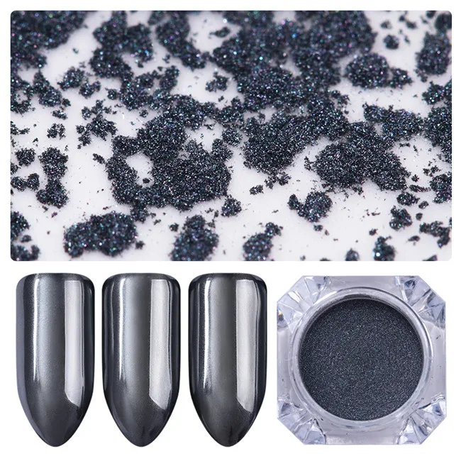0.5g Black Блестящий Порошок для ногтей, пигментная пыль, зеркало для ногтей, металлический цвет, серебро, розовое золото, блестящее шампанское, аксессуары для дизайна ногтей - Цвет: 0.5g Black