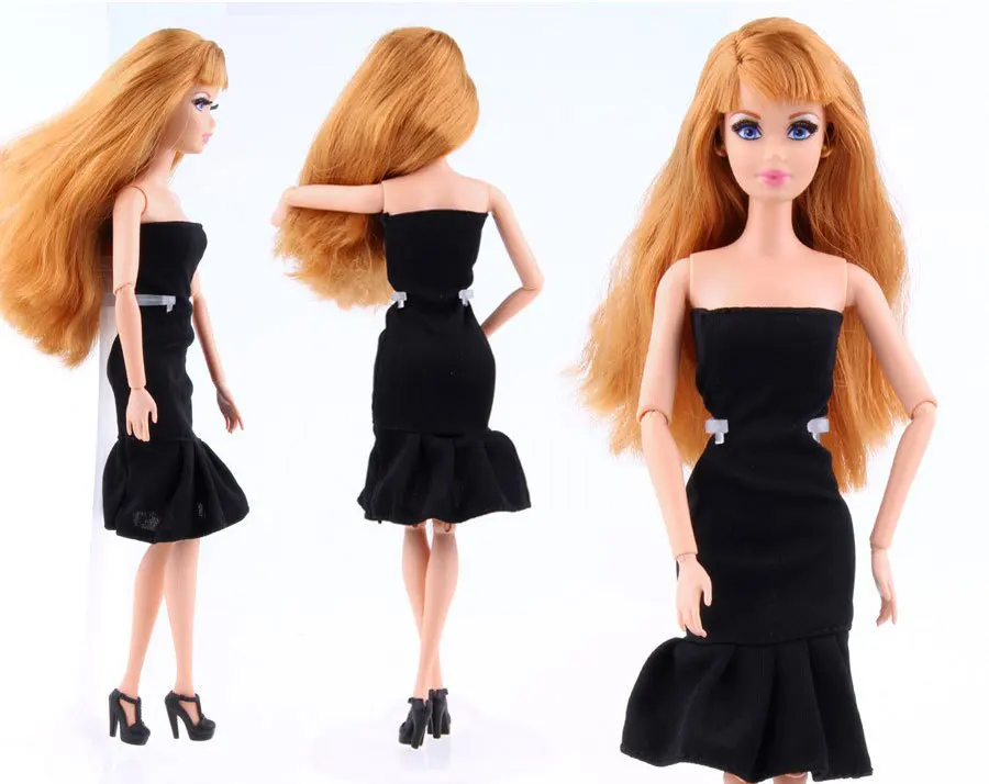 NK одна штука Кукла Черное милое Вечерние вечернее платье для куклы Барби