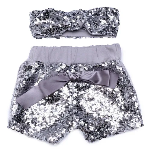 Летние шорты с блестками для маленьких девочек Детские повязкой на голову Одежда