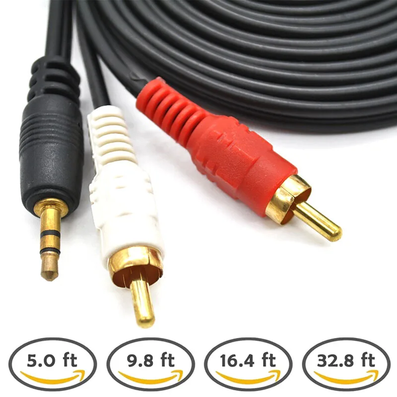 1.5M/3M/5M/10M 3.5 MM Male Jack to AV 2 RCA Male Stereo Music Audio Cable Cord AUX for Mp3 Pod Phone TV Sound Speakers images - 6