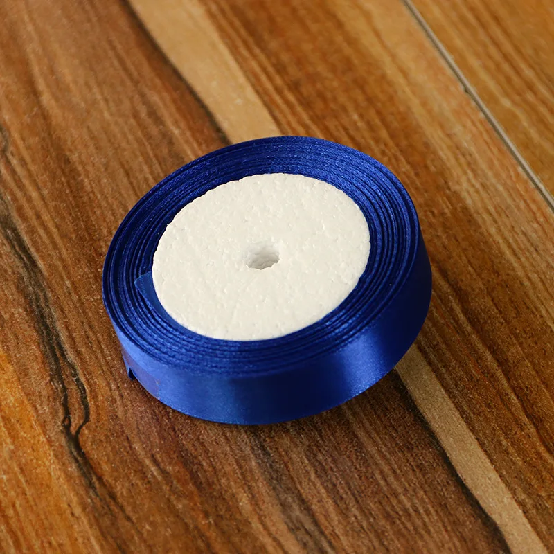 Dark Blue 2 см x 23 м длина сплошной цвет атласная лента пояс бант Подарочная коробка Торт Свадебный День Рождения Декор для упаковки подарков Рождественское украшение - Цвет: Dark Blue