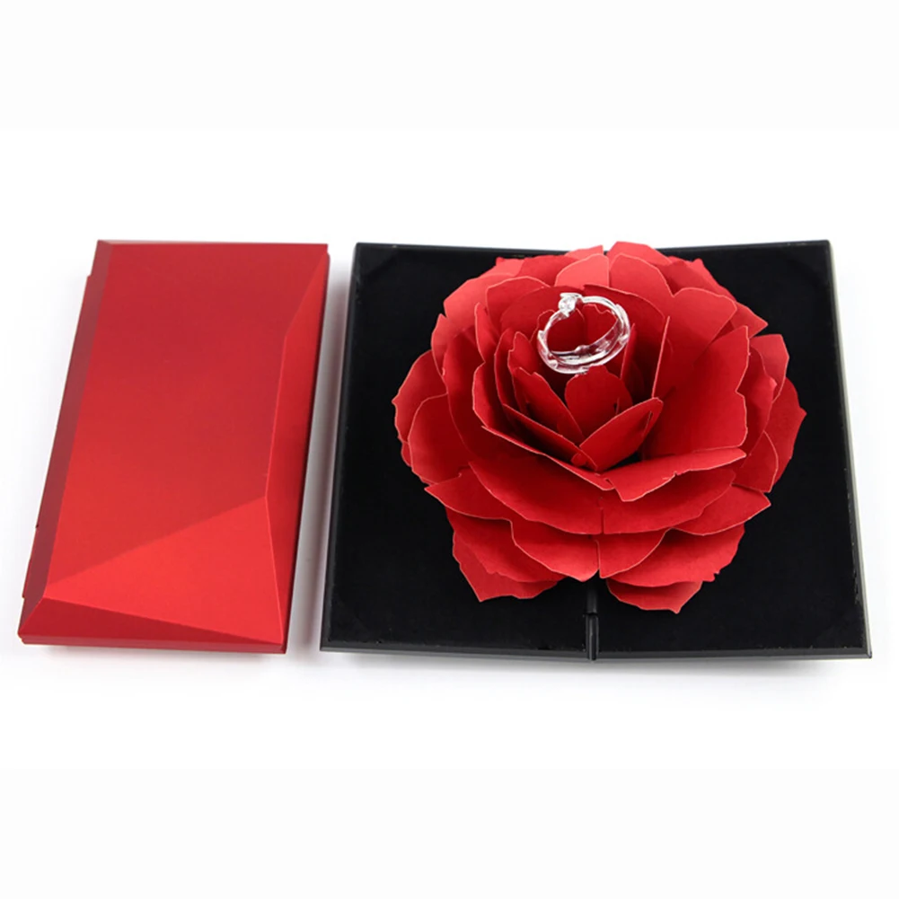 3D Pop Up Rose Flower коробка для колец обручальные кольца подарочные коробки украшений