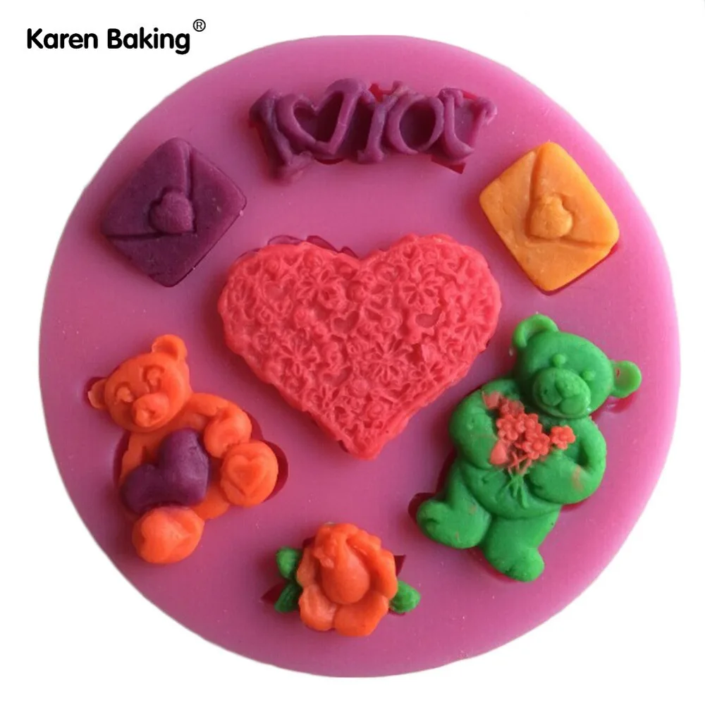 Медведь Валентина Любовник Сердце Силиконовые формы для помадки на торт мыло
