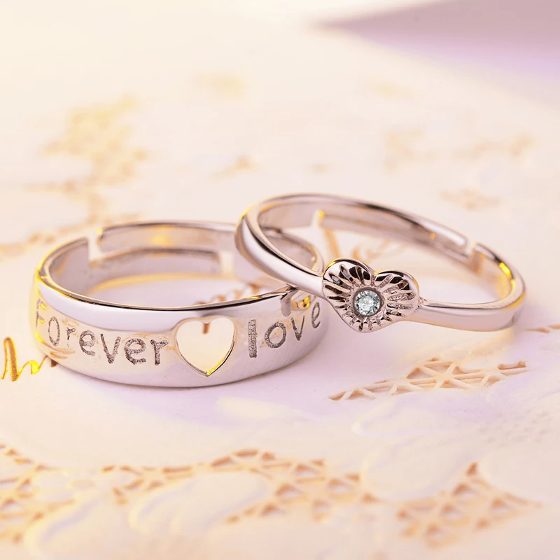 Fashion Couple Rings Resizable Zircon 925 Sterling Silver Forever Love Wedding Anniversary Engagement Best Gift Y-J016 | Украшения и